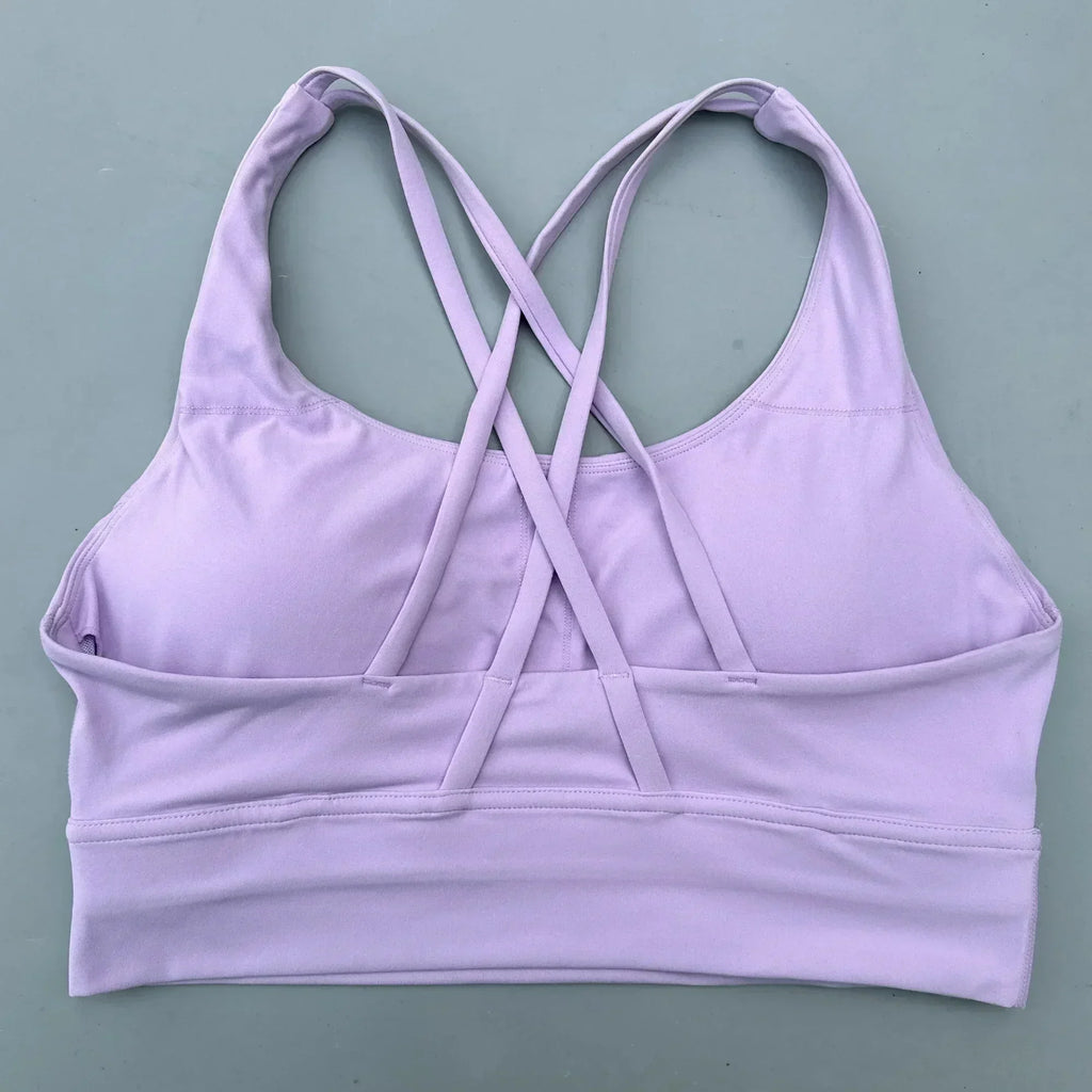Soutien-gorge de sport uni pour femme, doux, haute résistance, haut moulant d'entraînement complet, gym, yoga, avec coussinets de poitrine