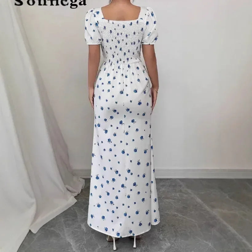 Robe élégante à manches courtes pour femme, collection printemps-été, mode imprimée, patchwork avec taille cintrée, robes décontractées amples pour femme
