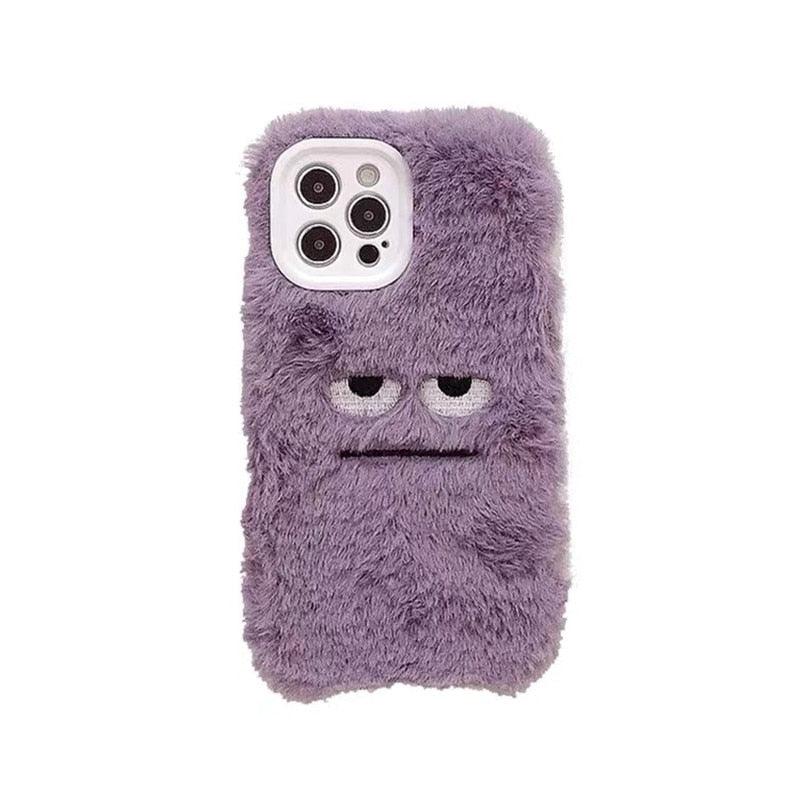 Étui de téléphone mignon et amusant en fourrure moelleuse pour iPhone 14 13 12 11 Pro Max Mini X Xs Xr 7 8 Plus Se 2020 Housse fille en peluche douce élégante et mignonne coque de téléphone douce et chaude pour l'hiver