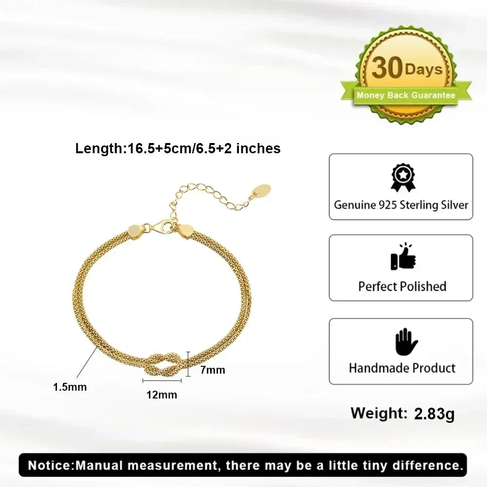 ORSA JEWELS Bracelet Double Couche Classique en Or 14K, Chaîne Épi de Maïs, Bijoux de Fête à la Mode en Argent Sterling 925 pour Femmes SB196