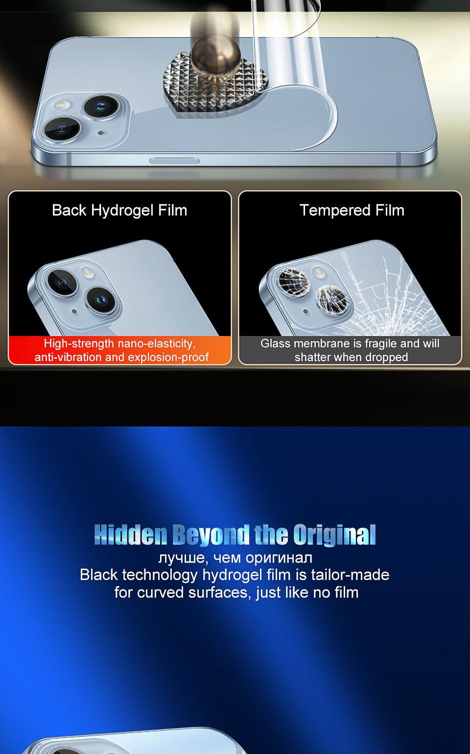 Film arrière de protection intégrale pour iPhone 14 13 11 12 Pro MAX Mini, protecteur d'écran XR X XS Max 7 8 6S Plus SE Accessoires, film arrière antichoc de protection d'écran intégrale