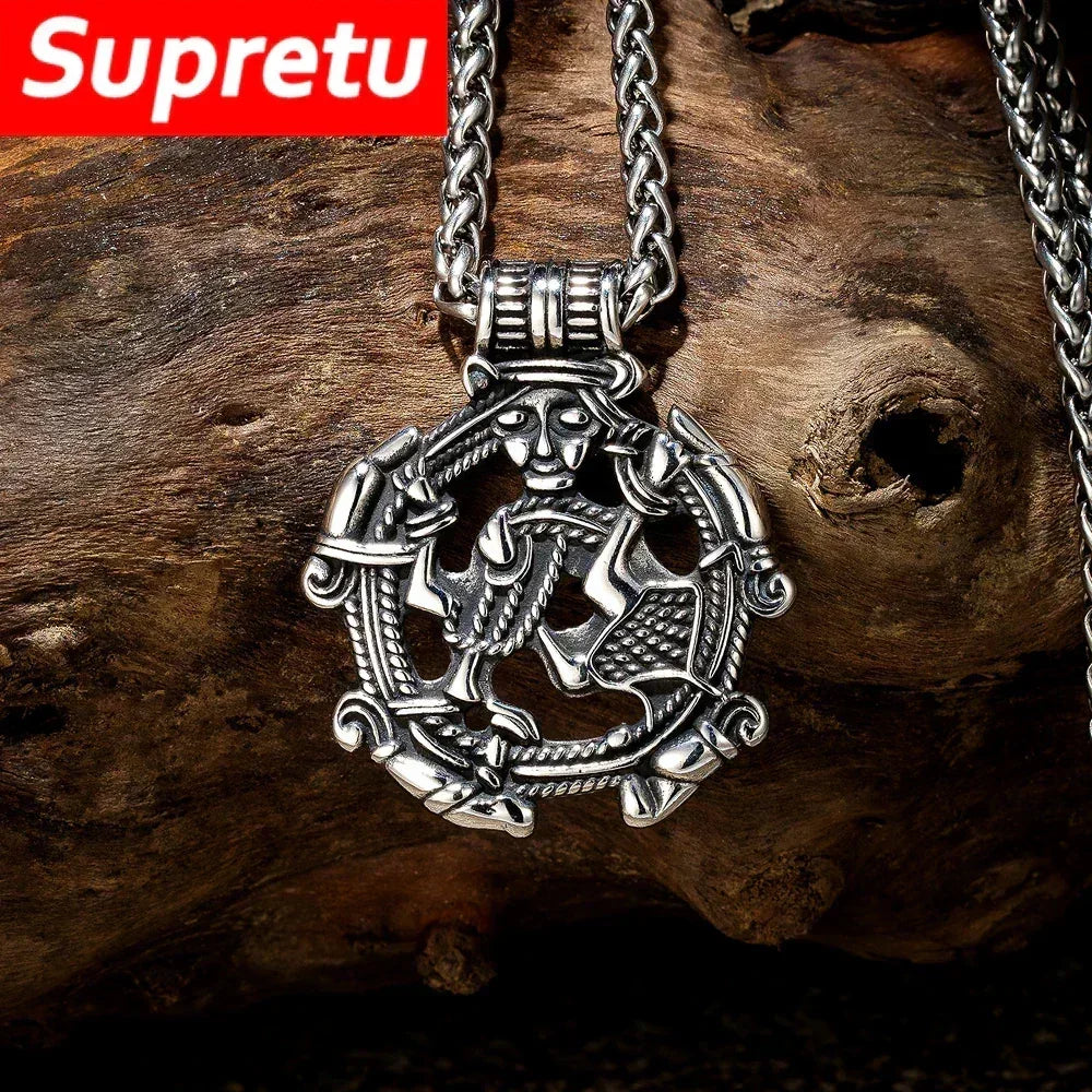 Colliers Viking Vintage Loki Creux Hommes Acier Inoxydable Mythologie Nordique Pendentif Trinité Amulette Bijoux Scandinaves Cadeaux Hommes