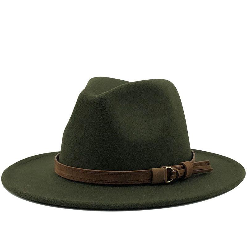 Nouveau chapeau Fédora Unisexe en Laine Réglable, Chapeau Fédora de Luxe à Bord Large, Chapeau Souple Élégant pour Homme, Chapeau d'Hiver et d'Automne Confortable et Doux à Bord Large, Chapeau d'Extérieur à Bord Large avec Sangle