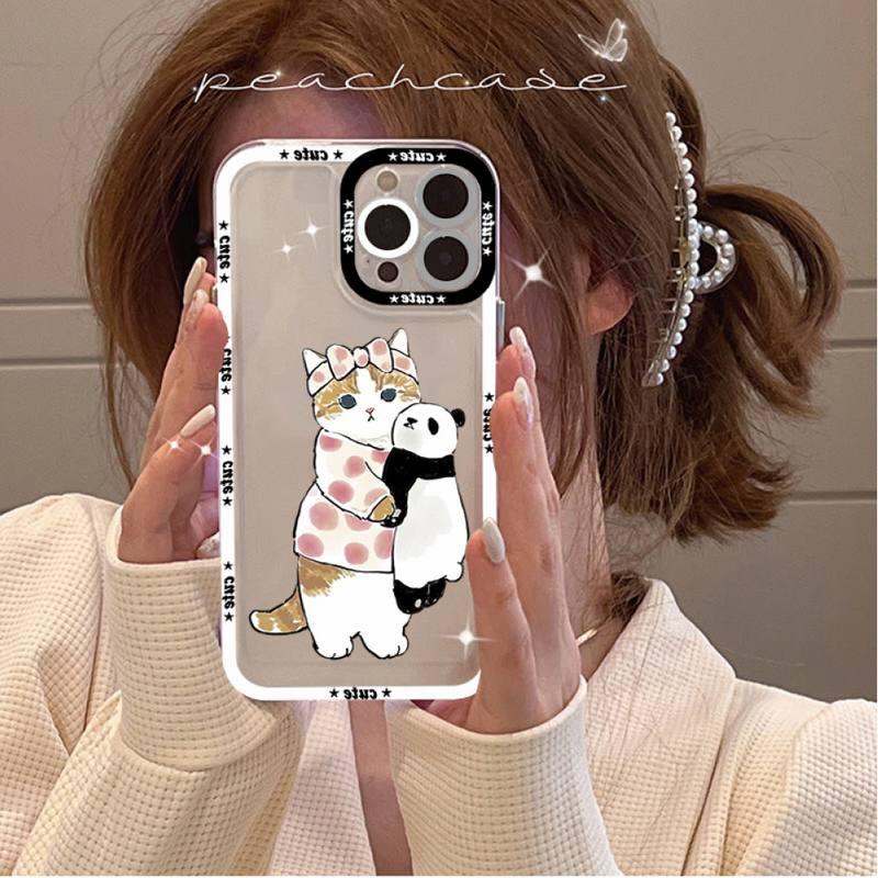 Coque de téléphone mignonne de chat pour iPhone 11 12 13 Mini Pro Max 14 Pro Max Étui coque de téléphone imprimable vierge en caoutchouc souple poli et cool