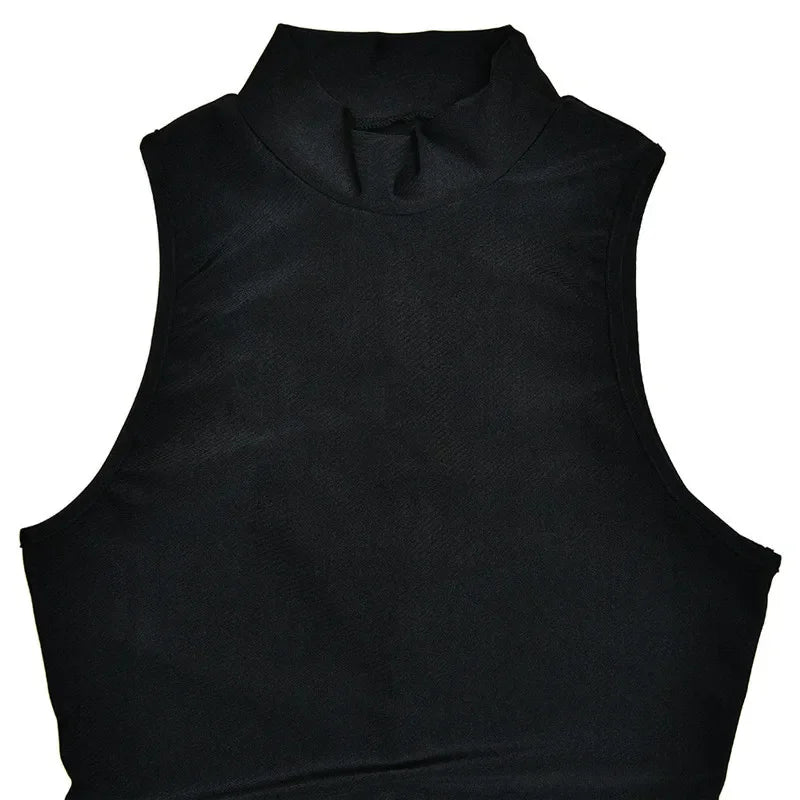 Mini-robe sans manches à col roulé | Robe de soirée asymétrique froncée - Femstylo