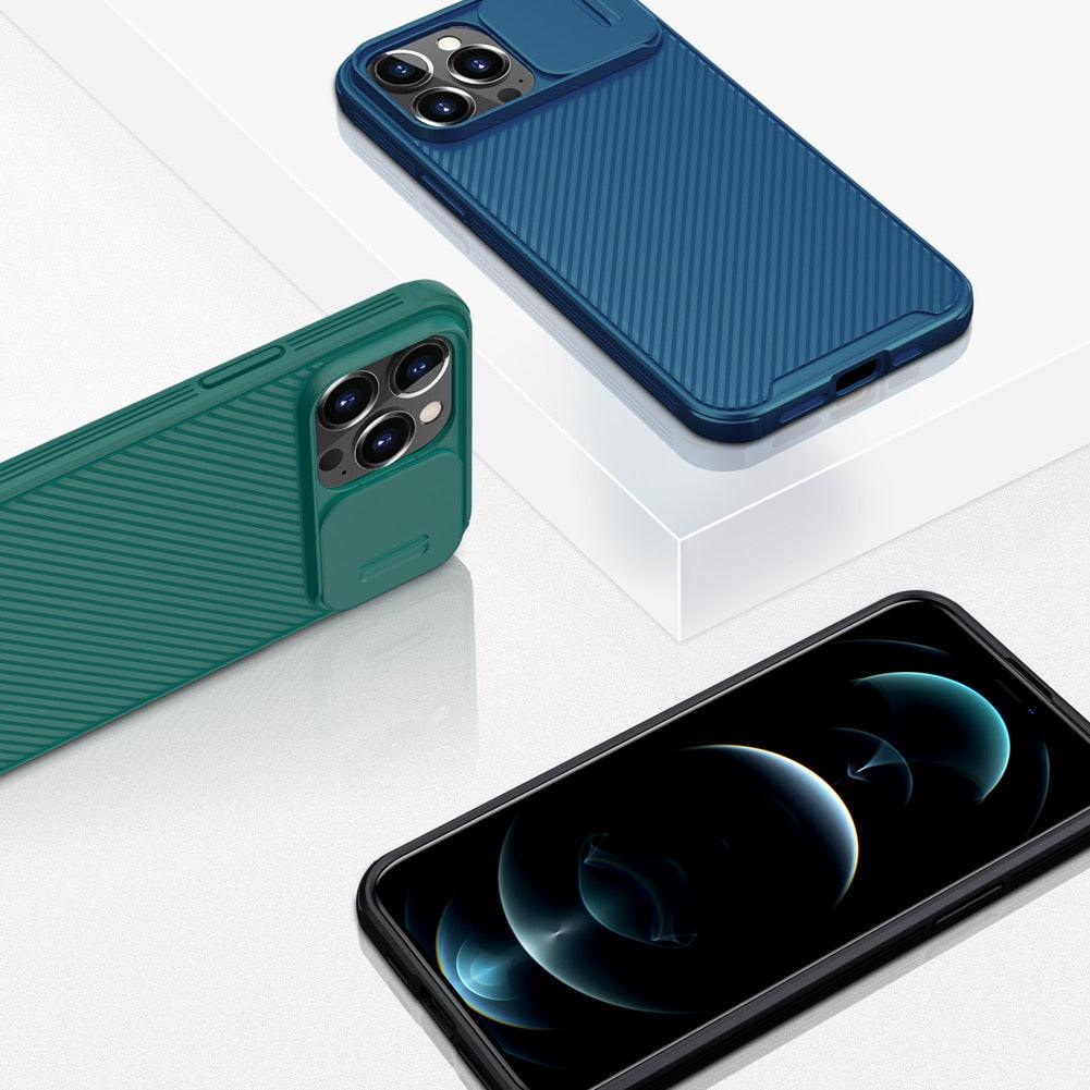 Coque de protection d'appareil photo unique pour iPhone 14 Pro Max / pour iPhone 13 Pro avec couvercle coulissant de protection d'appareil photo Coque rigide 12 mini Coque de protection mince et antichoc avec couvercle coulissant d'appareil photo