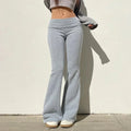 Pantalon patte d'éléphant évasé taille basse uni pour femme