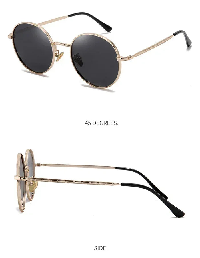 Lunettes de soleil rondes polarisées Steampunk avec prescription pour femmes et hommes UV400 Anti-reflet Myopie Puissance 0 -0.5 -0.75 à -6.0