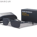 BARCUR Lunettes de Soleil Homme Rectangle Original Tendance Affaires – Polarisées Protection UV400 pour Conduite Randonnée Sports et Usage Quotidien – Lunettes Tendance Oculos De Sol avec Verres TAC Anti-Reflet