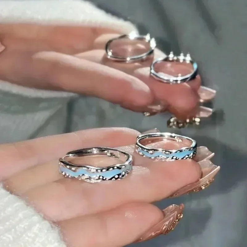 Nouvelle Bague Lumineuse Émail Réglable Vintage Luxe Amour Couple Anneaux Brille dans le Noir Bijoux Y2K Cadeaux Saint-Valentin
