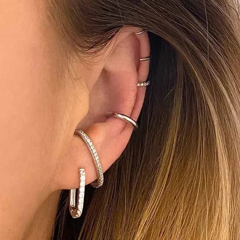 Boucles d'oreilles créoles tendance en argent sterling 925 avec aiguille d'oreille en cristal blanc de luxe pour femme, cadeau de bijoux de mariage