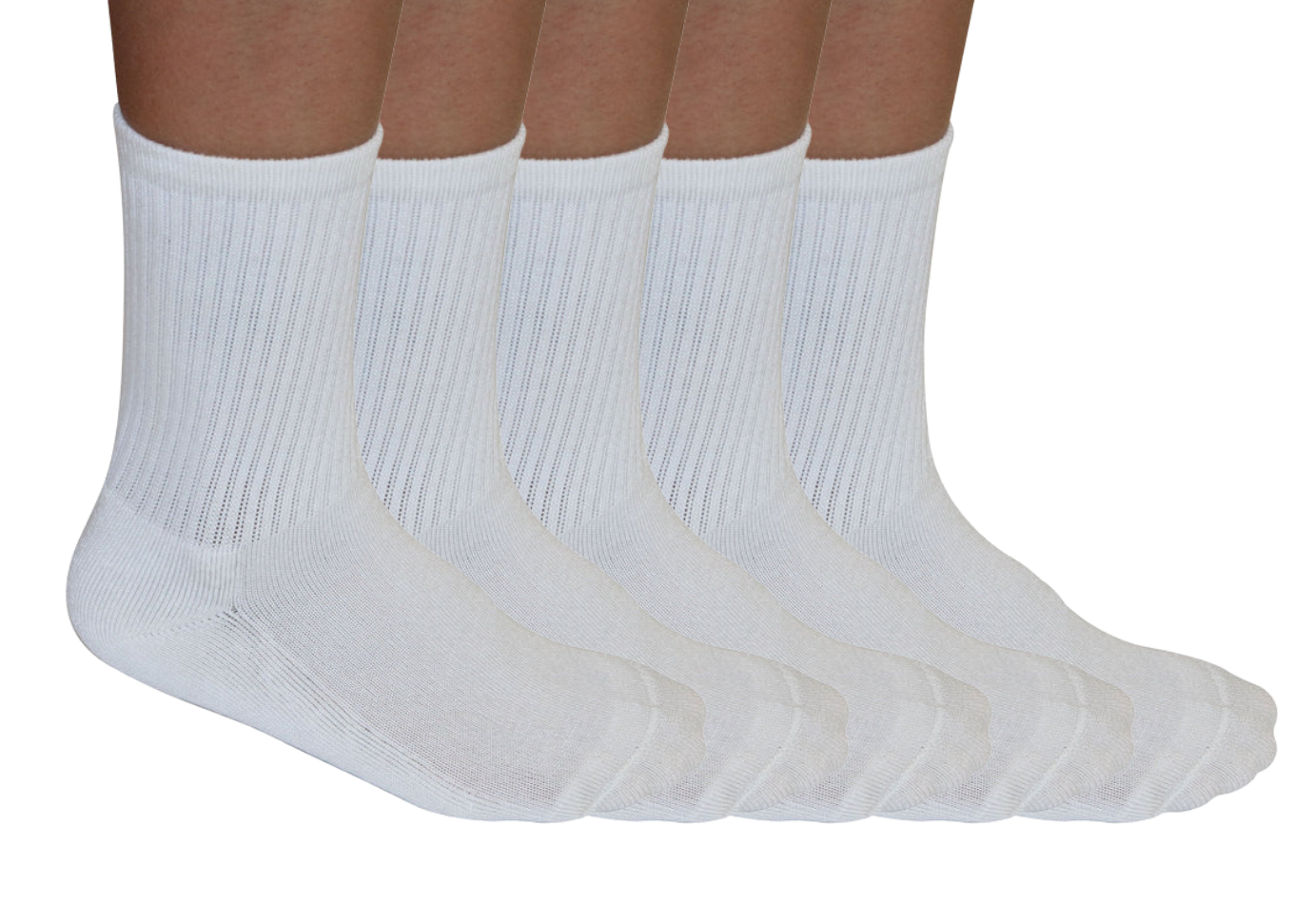 Chaussettes athlétiques 3/4 en bambou viscose unisexe blanches - Lot de 5