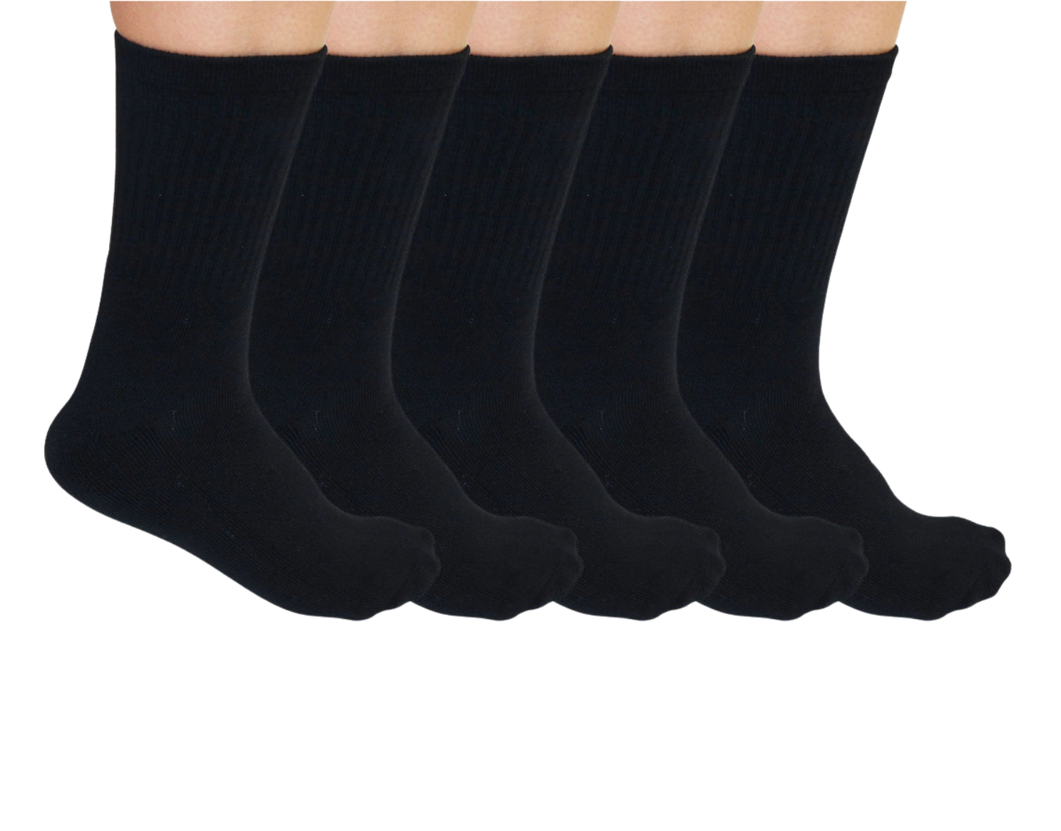 Lot de 5 paires de chaussettes unisexes en viscose de bambou noire, mi-mollet (3/4 de la jambe)