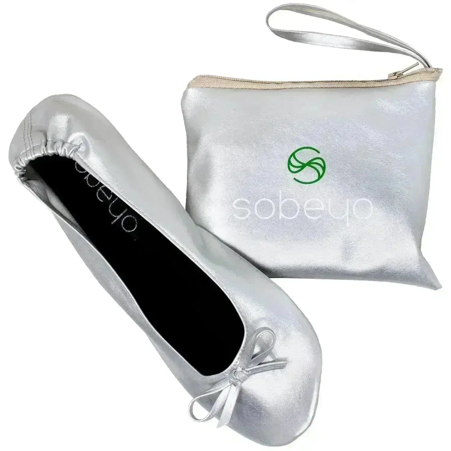 Chaussons de Ballet Pliables Femme Chaussures Confortables Portables de Voyage Argent