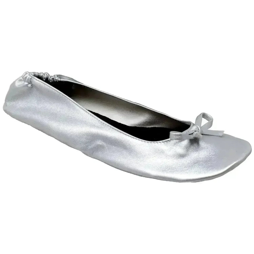 Chaussons de Ballet Pliables Femme Chaussures Confortables Portables de Voyage Argent