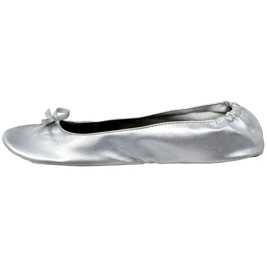 Chaussons de Ballet Pliables Femme Chaussures Confortables Portables de Voyage Argent
