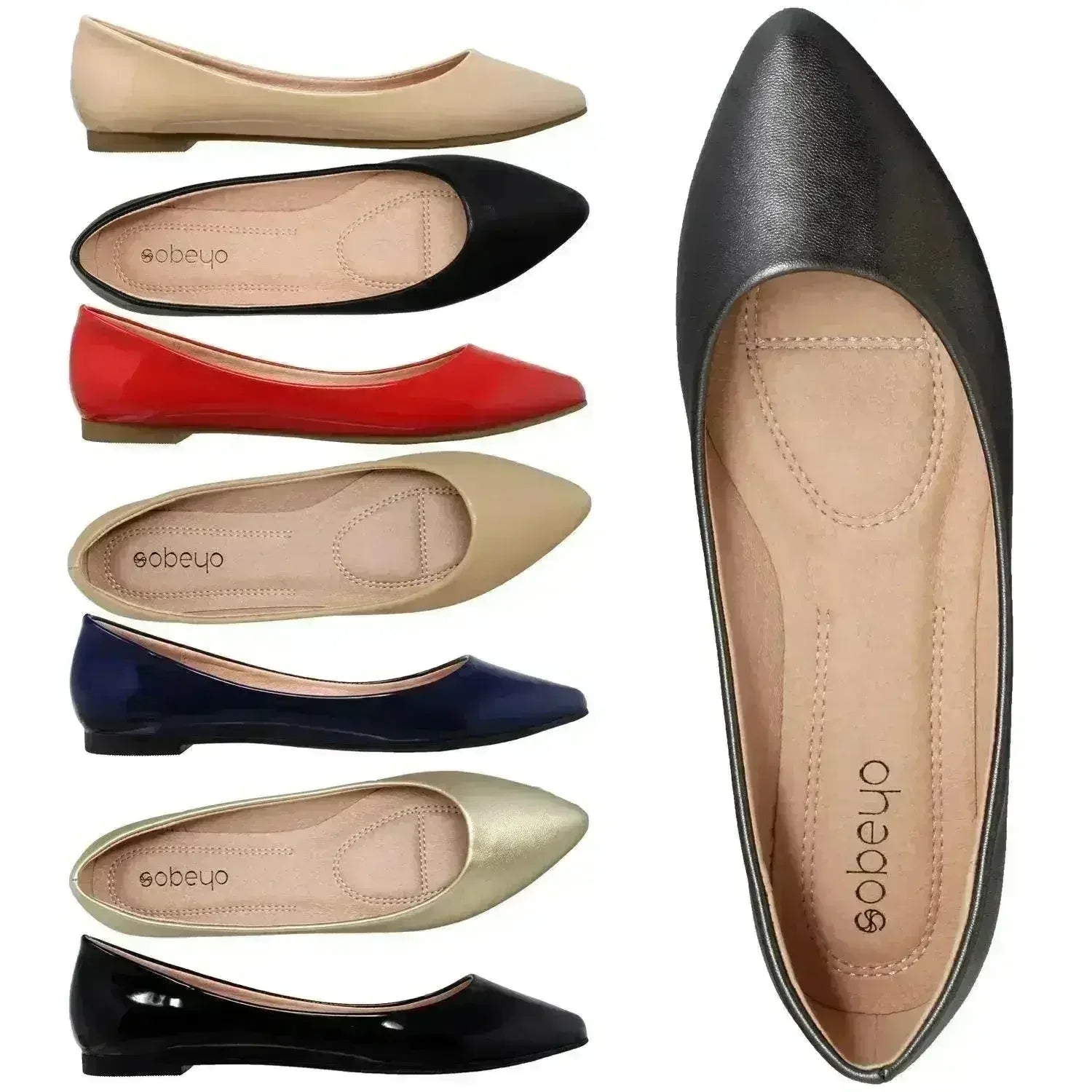 Ballerine pointue en cuir verni