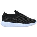 SOBEYO Baskets de sport Femme Chaussures de course à pied Bande de strass Noire