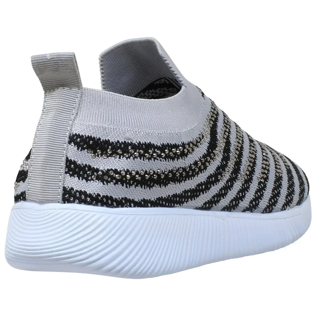 Baskets Femme SOBEYO Chaussures de Course à Bandes de Strass Grises