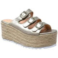 Sandales compensées espadrilles à plateforme avec strass