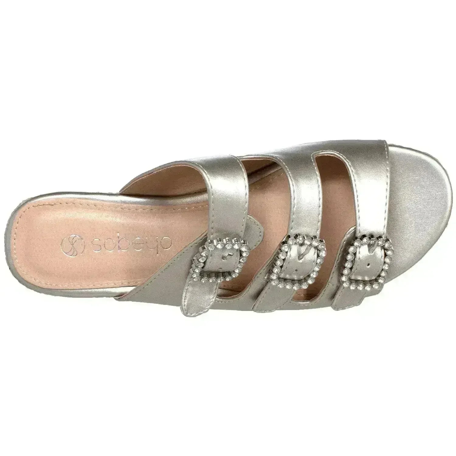 Sandales compensées espadrilles à plateforme avec strass