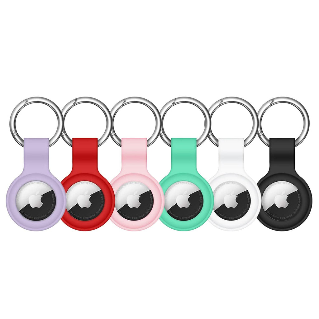 Lot de 6 : Étui de protection en cuir pour Airtag avec porte-clés à boucle