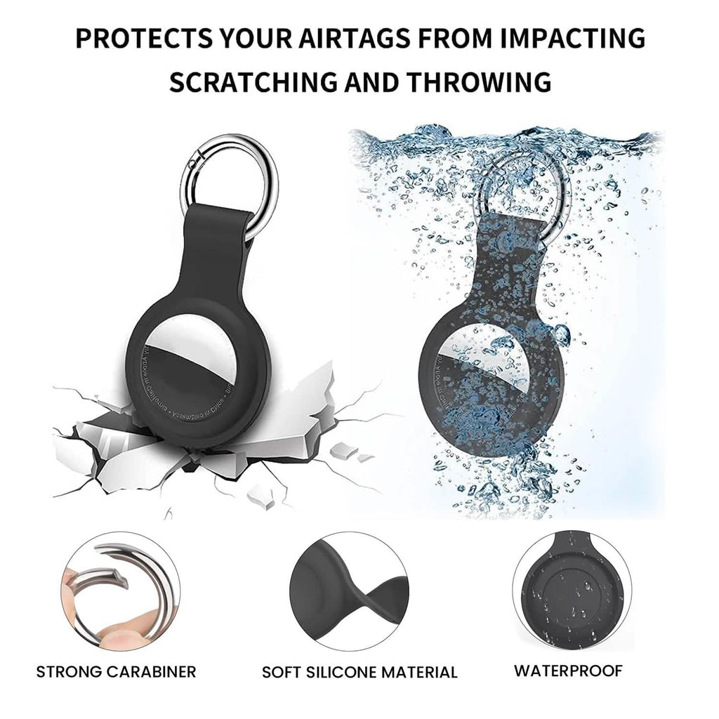 Lot de 6 : Étui de protection en cuir pour Airtag avec porte-clés à boucle