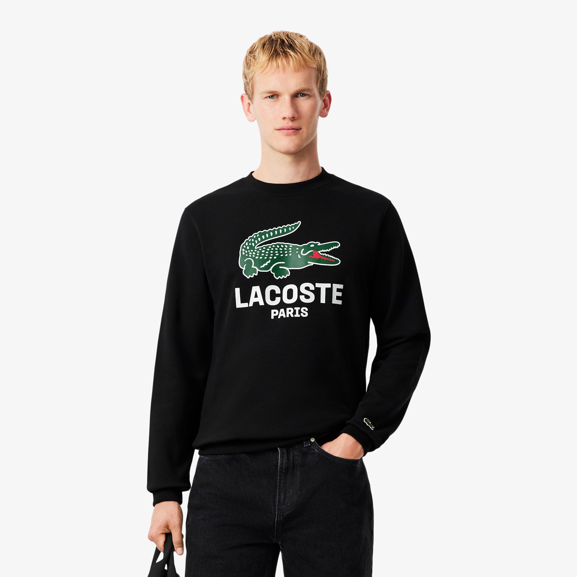 Sweat-shirt ras du cou imprimé Lacoste - Noir
