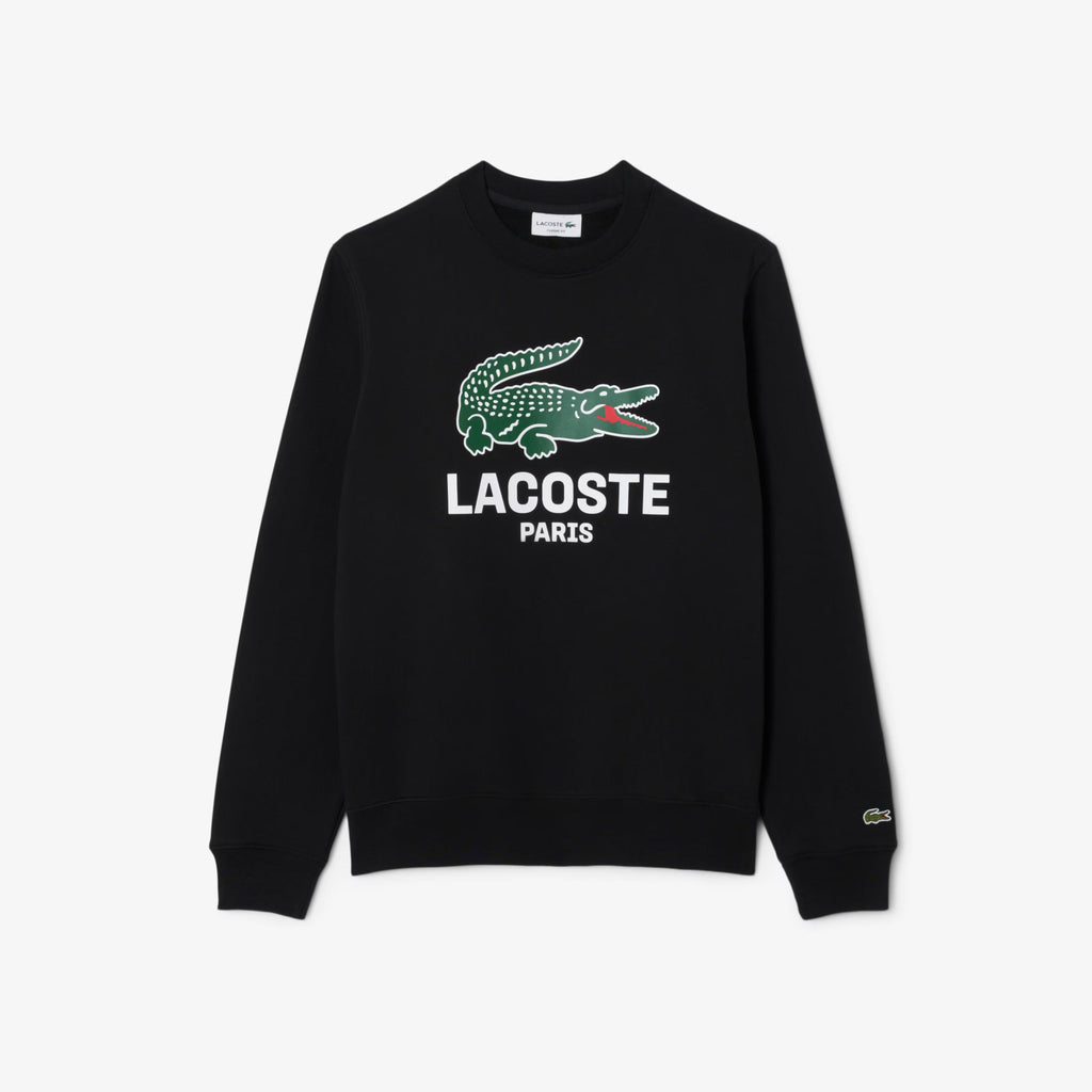 Sweat-shirt ras du cou imprimé Lacoste - Noir