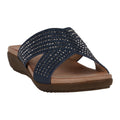 Sandales plates à brides croisées, ornées, bleu marine Sharlene pour femme