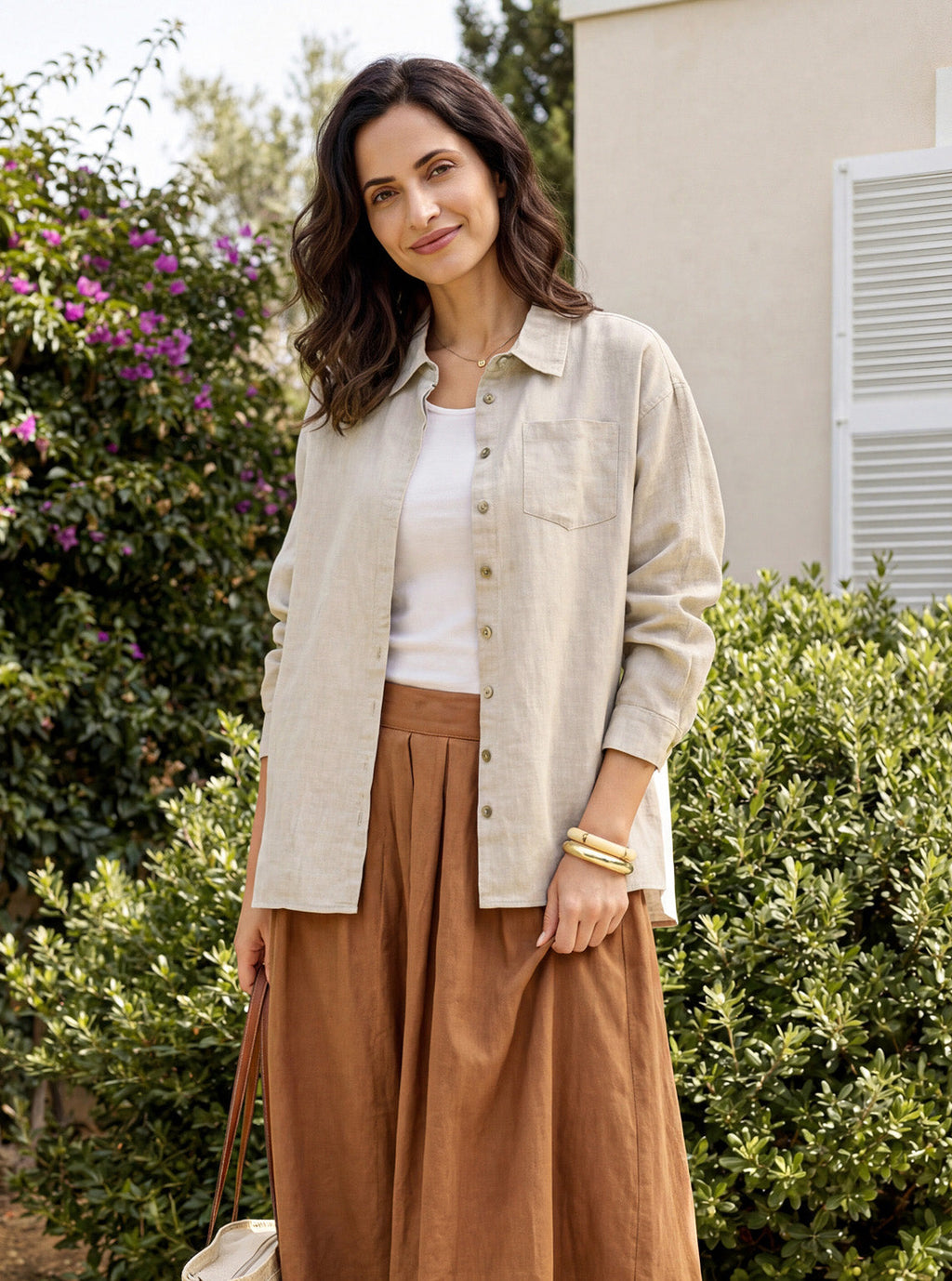 Chemise 100 % lin à patte de boutonnage dissimulée et poches plaquées FELICITY