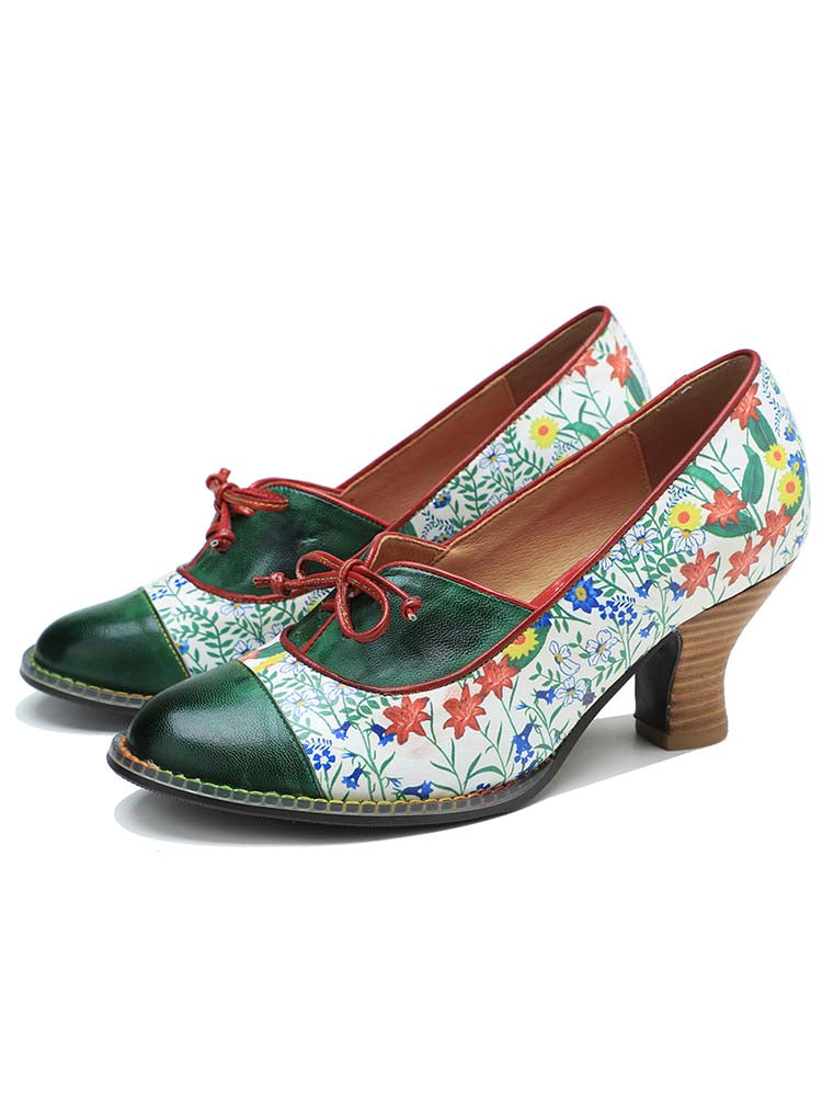 Chaussures en cuir vintage gaufré à la main