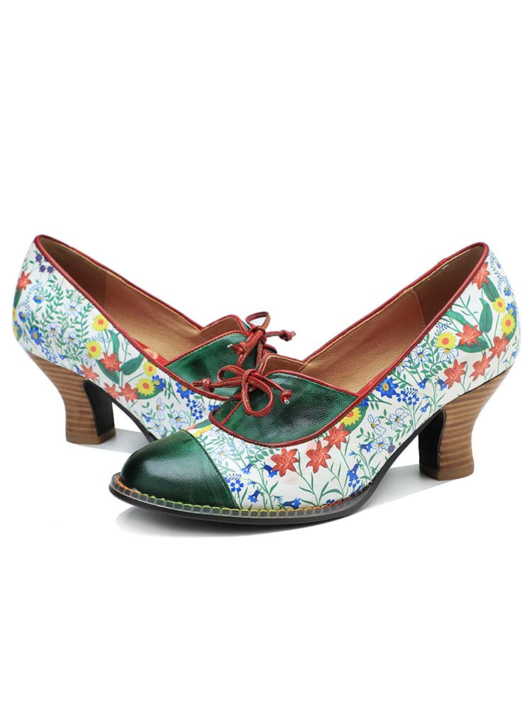 Chaussures en cuir vintage gaufré à la main