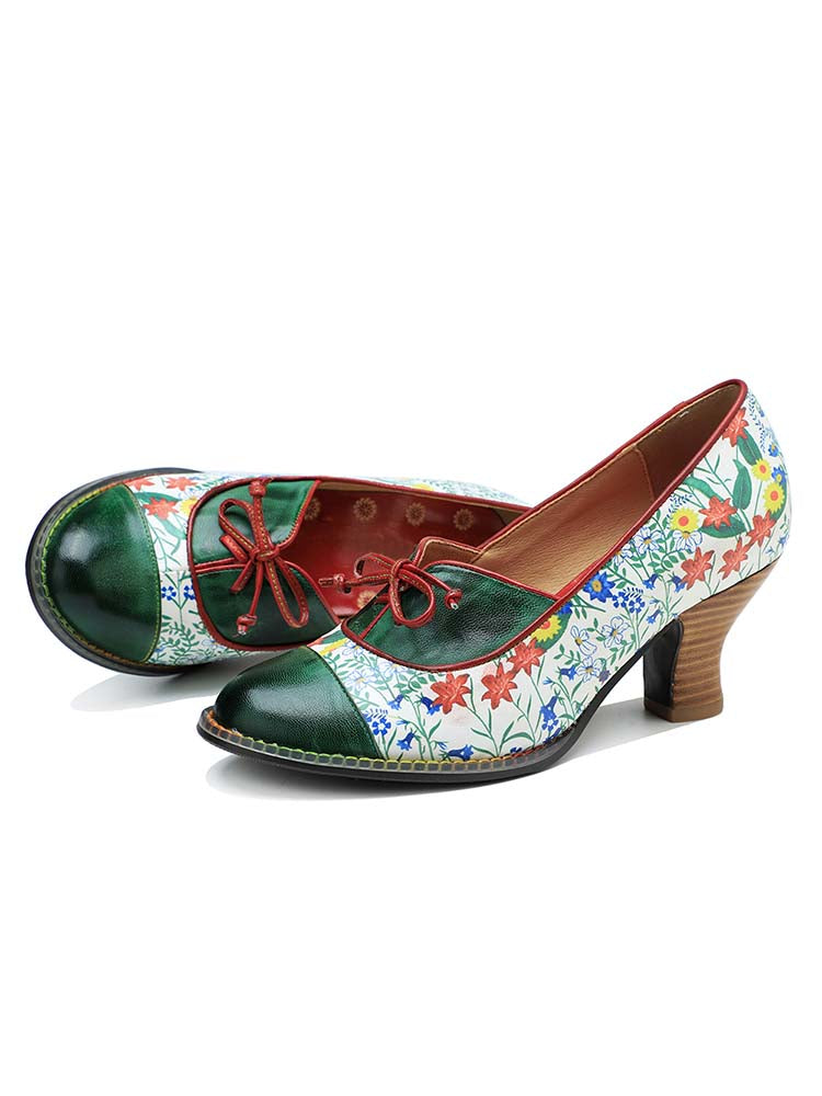 Chaussures en cuir vintage gaufré à la main
