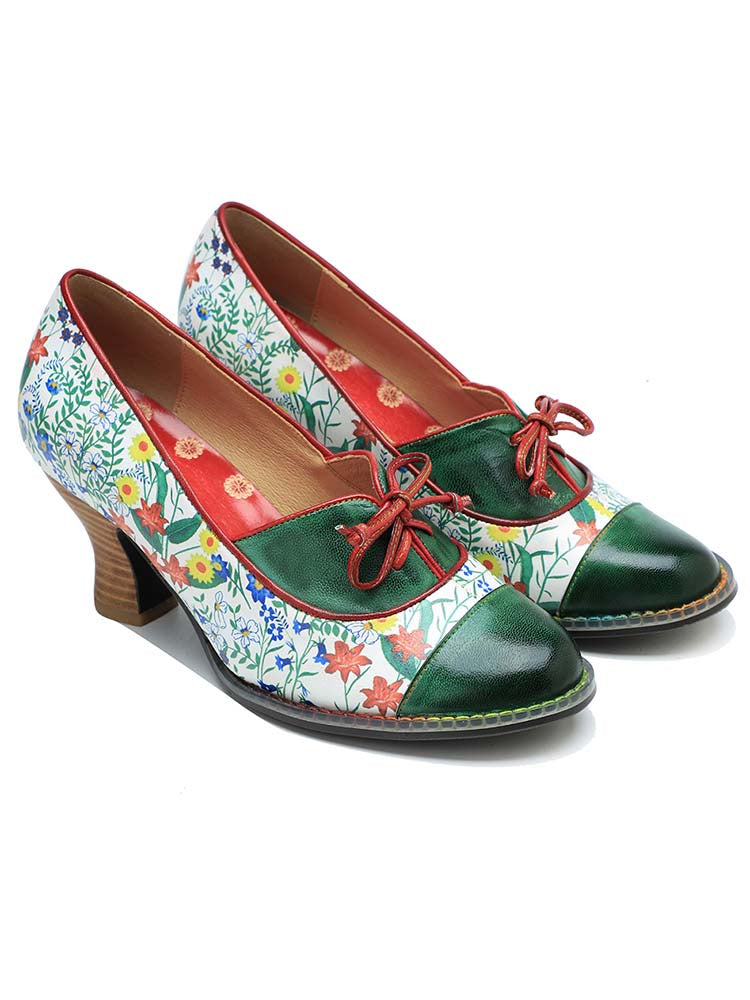 Chaussures en cuir vintage gaufré à la main