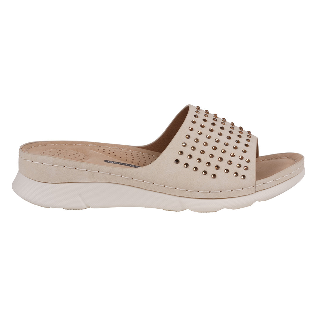 Sandales plates et confortables Julie Gold ornées pour femmes