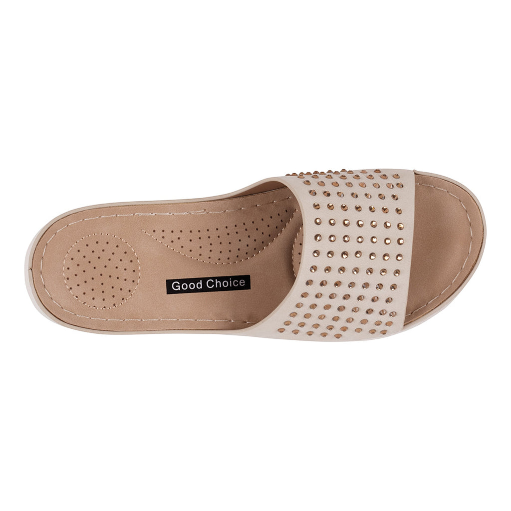 Sandales plates et confortables Julie Gold ornées pour femmes