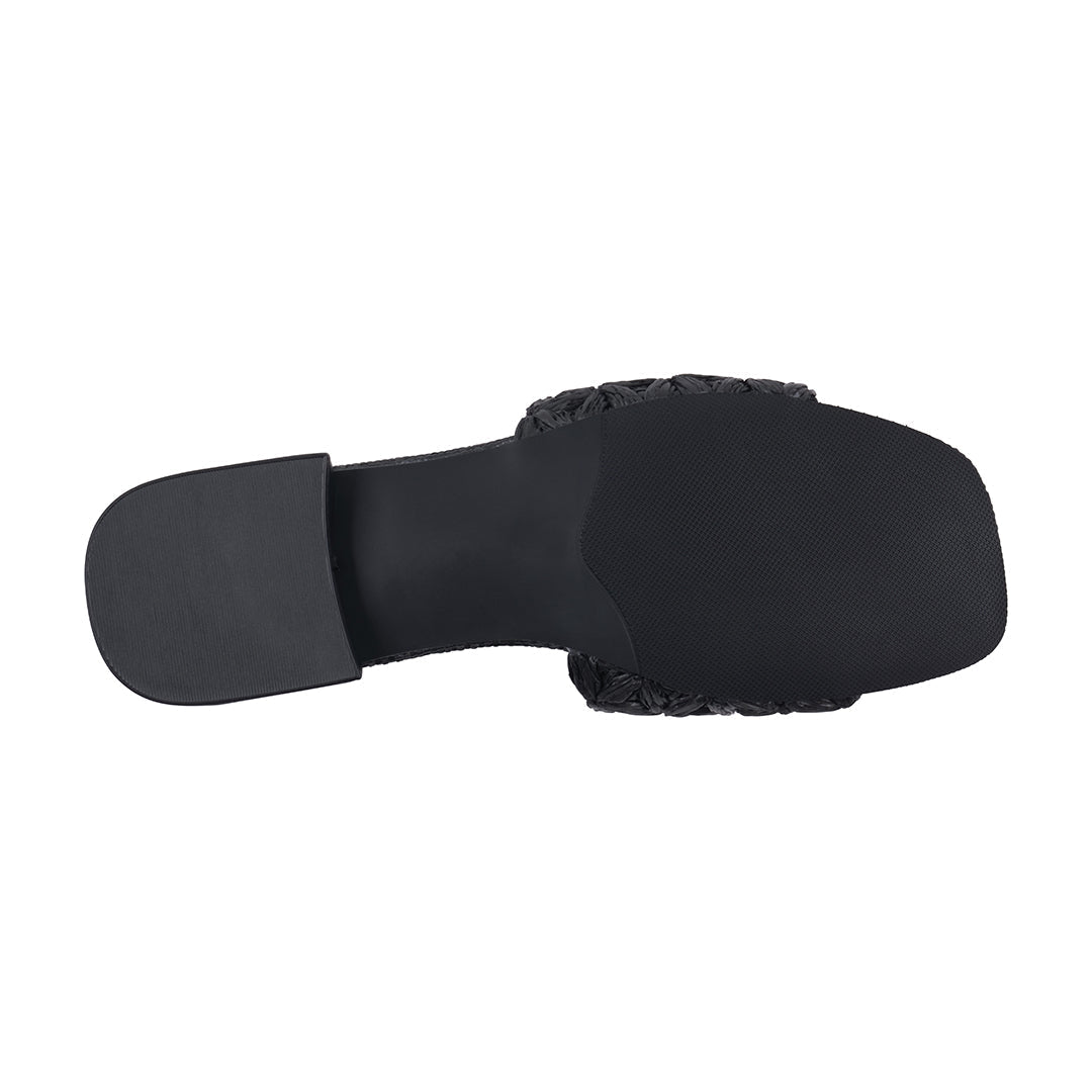 Sandales plates tressées noires Kendra pour femme