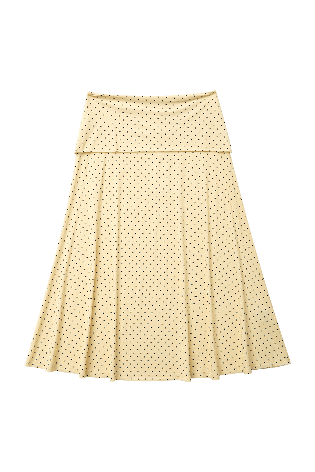 JUPE LONGUE ÉVASÉE AVEC TAILLE RABATTABLE COULEUR BEURRE