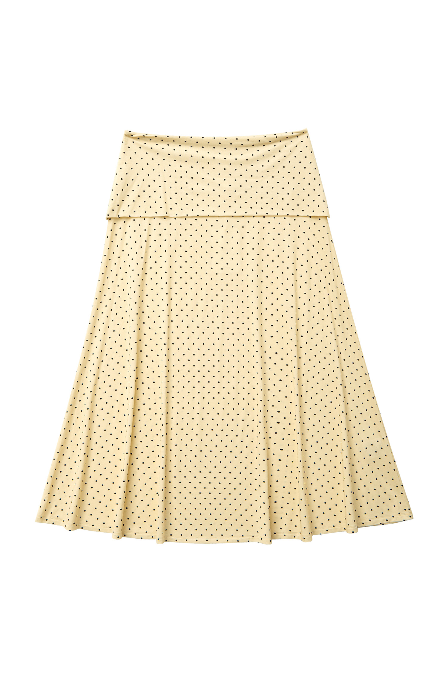JUPE LONGUE ÉVASÉE AVEC TAILLE RABATTABLE COULEUR BEURRE