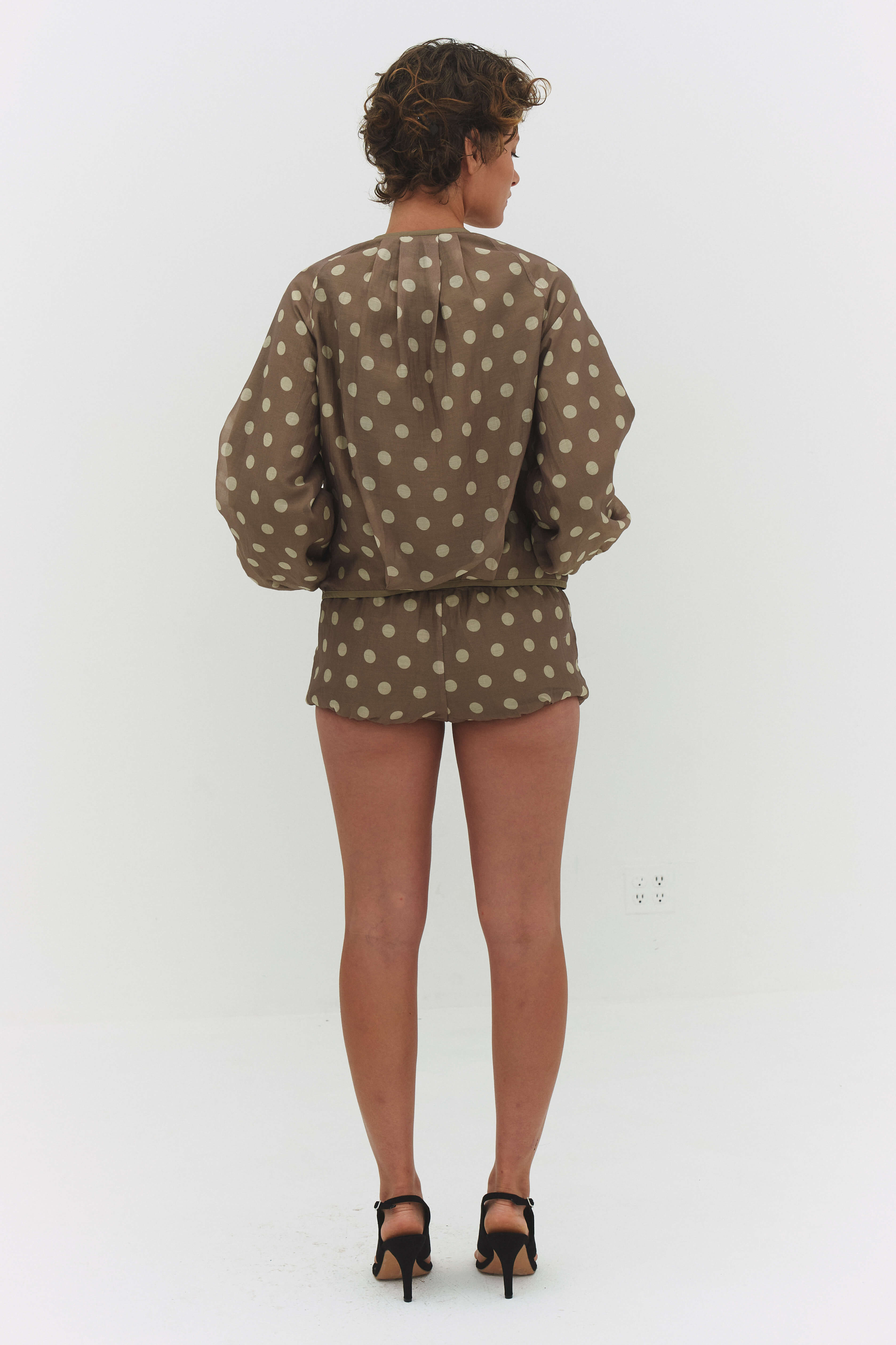 VESTE FABIO EN VOILE CRÈME ET MOCHA
