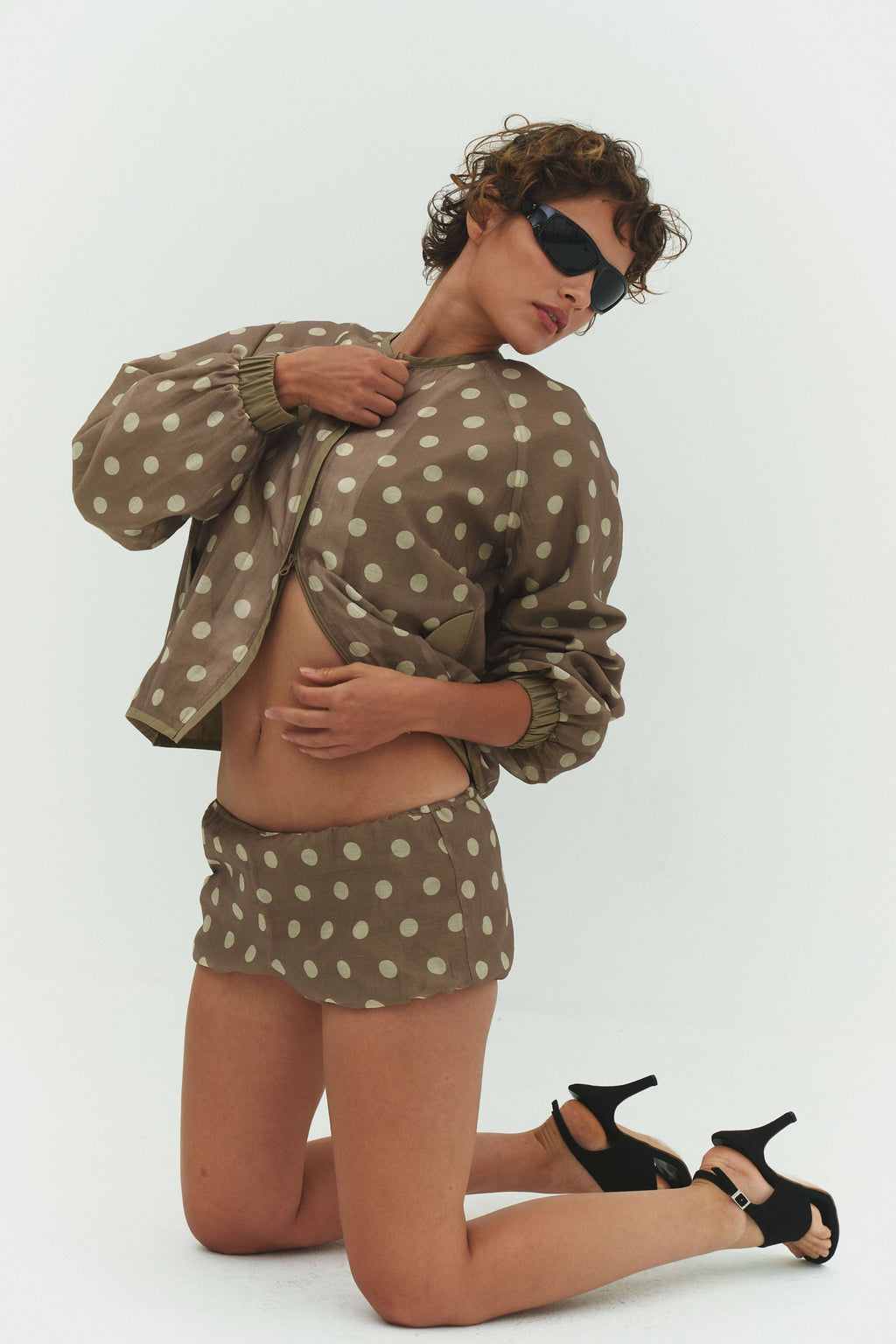 VESTE FABIO EN VOILE CRÈME ET MOCHA