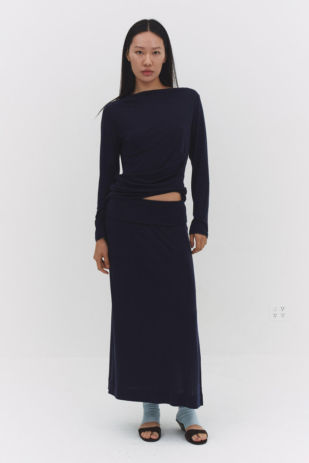 HAUT MANCHES LONGUES NARAE BLEU MARINE