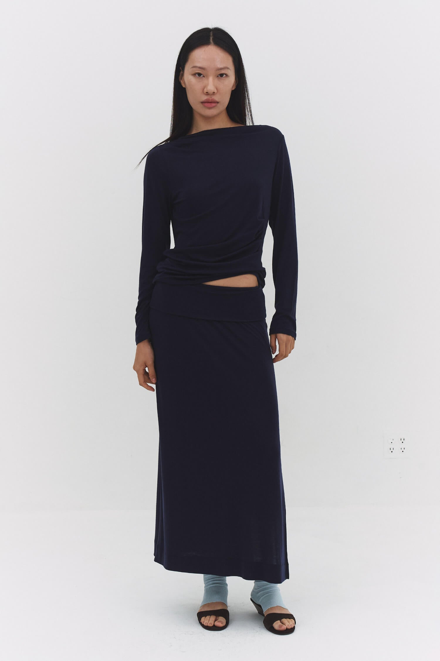 HAUT MANCHES LONGUES NARAE BLEU MARINE