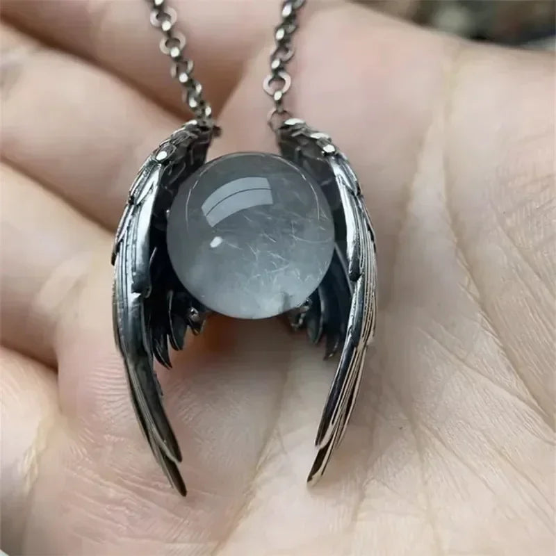 Collier Pendentif Ailes Fantôme Ange de Personnalité pour Hommes Femmes Garde Ange Collier Accessoires de Bijoux Hip Hop