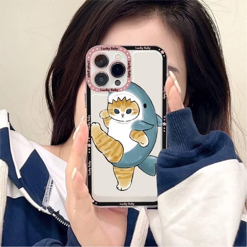 Coque de téléphone mignonne motif chat pour iPhone 11 12 13 Mini Pro Max 14 Pro Max Coque en forme de dessin animé Housse souple transparente Coque ultra fine flexible anti-rayures pour iPhone