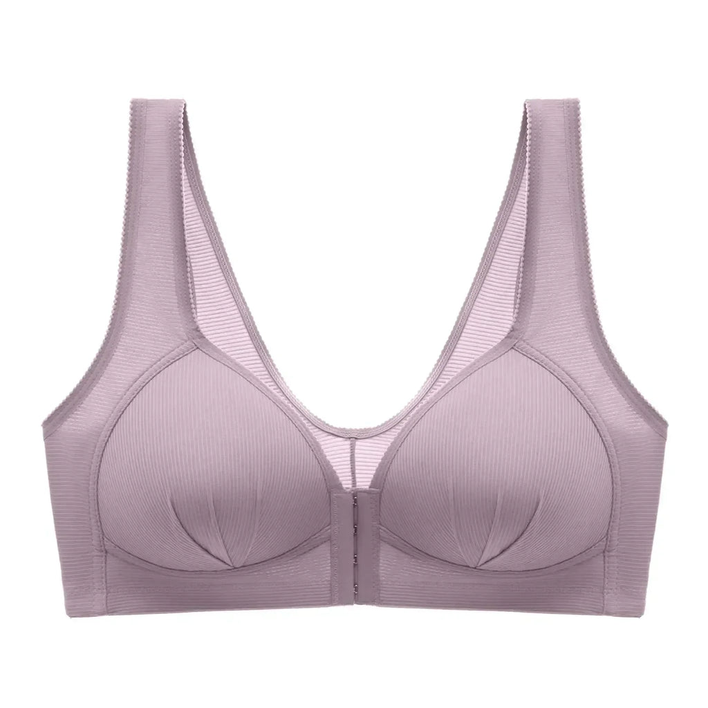 WTEMPO Soutien-gorge en coton grande taille fin sans armature avec boucle avant, sous-vêtement confortable et push-up, collection douce lingerie