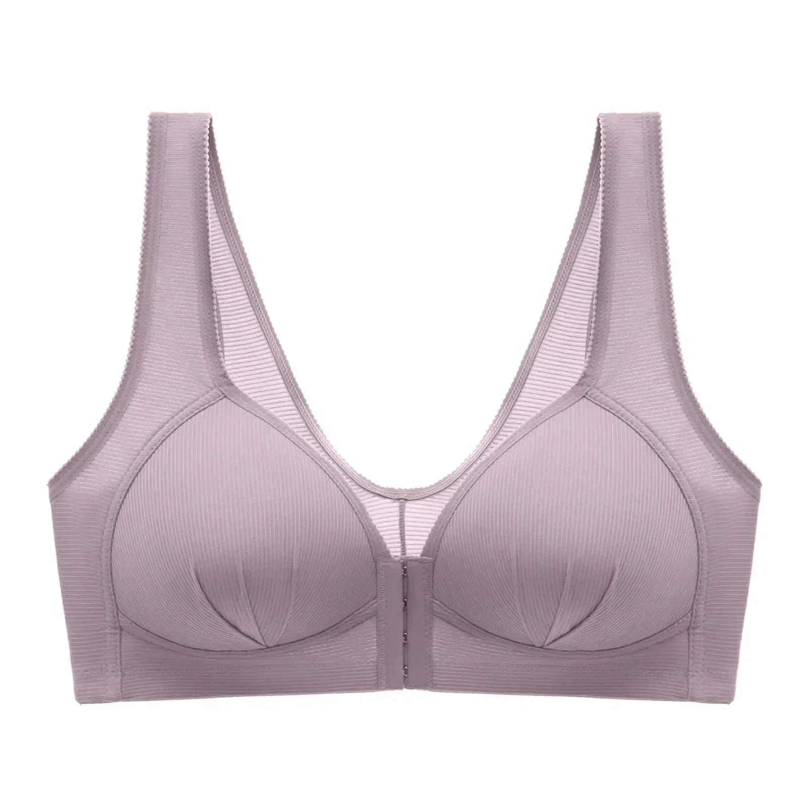 WTEMPO Soutien-gorge en coton grande taille fin sans armature avec boucle avant, sous-vêtement confortable et push-up, collection douce lingerie