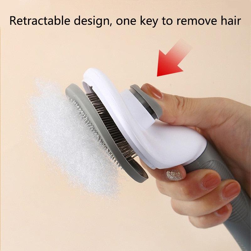 Brosse à épiler pour animaux de compagnie, peigne pour chat, outils de toilettage, accessoires pour chiens, fournitures pour chats, peigne de massage en acier inoxydable, brosse pour chiens et chats pour poils longs et courts avec brosse autonettoyante