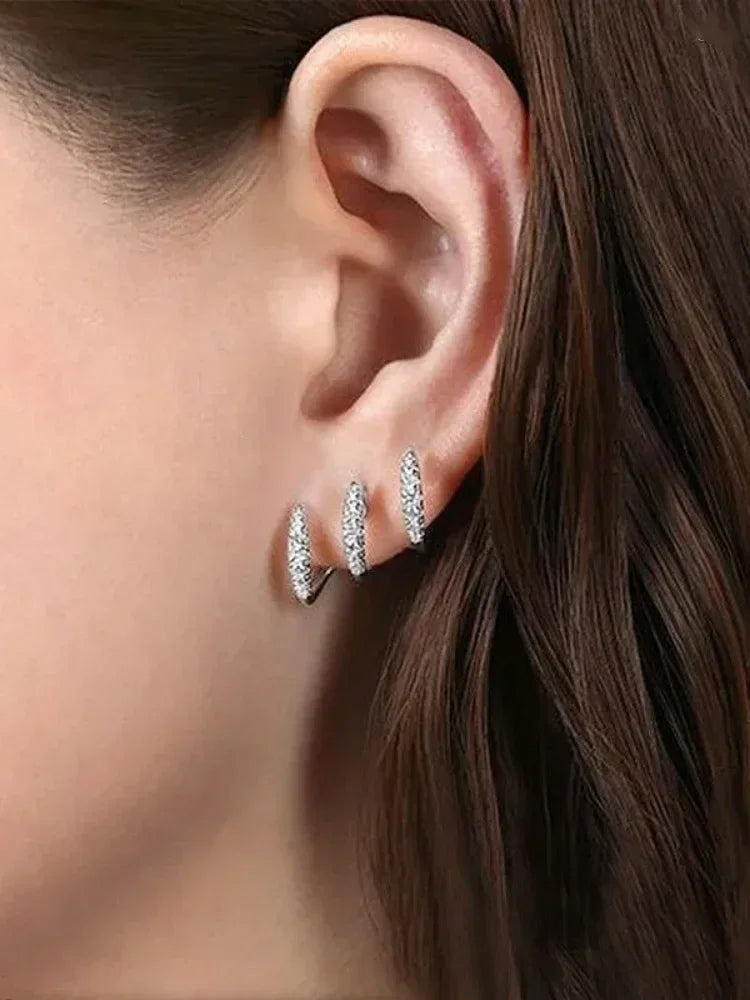 Boucles d'oreilles clous en argent sterling 925 avec cristaux, boucles d'oreilles dorées, pierre AAA, design moderne, accessoires de mode, bijoux femme 2025